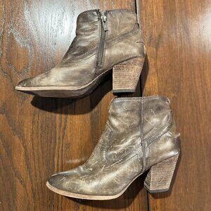 Frye Brown Western Side-Zip Booties